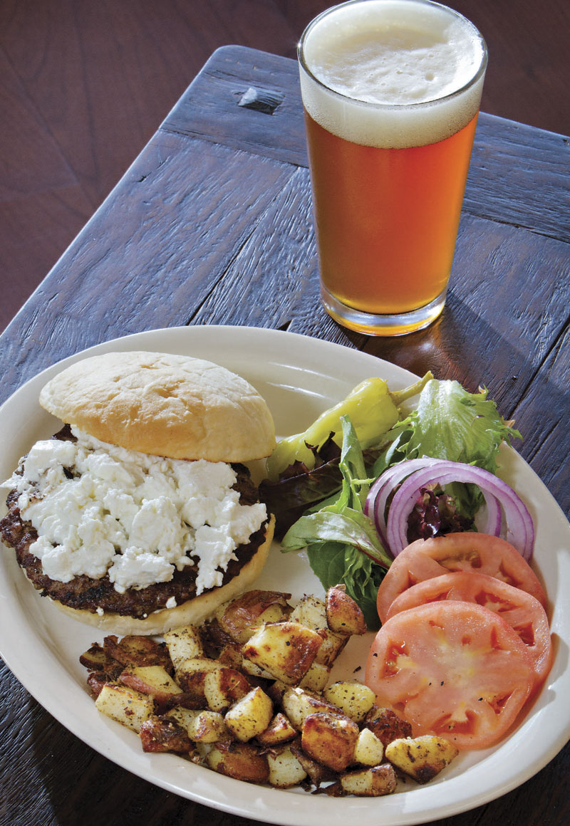 Photos by Richard Maack; half-pound burger with goat cheese