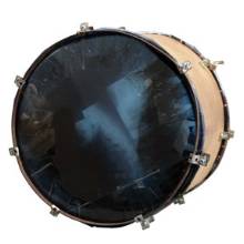 See these landfill instruments on display at MIM’s Recycled Orchestra exhibit. (mim.org)<br> A drum with chest X-ray films as drumheads, instead of animal skins.