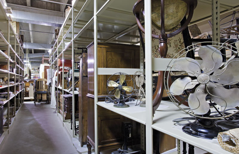 The storage facility at the Arizona Historical Society Museum in Tempe contains all manner of Arizona artifacts, from antique armoires and early desk fans to thousands of clothing pieces and nearly 8,000 objects related to The Wallace and Ladmo Show