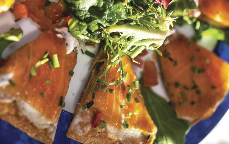 Photos by Mark Lipczynski; Smoked salmon quesadilla with horseradish cream at Vincent on Camelback