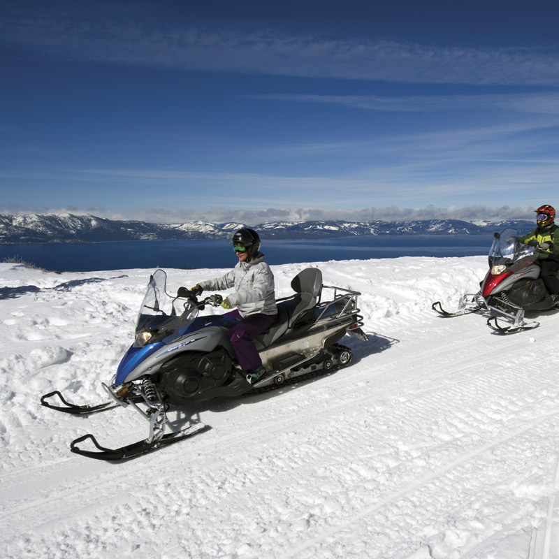 Photos courtesy Zephyr Cove Resort; Snowmobiling in Zephyr Cove