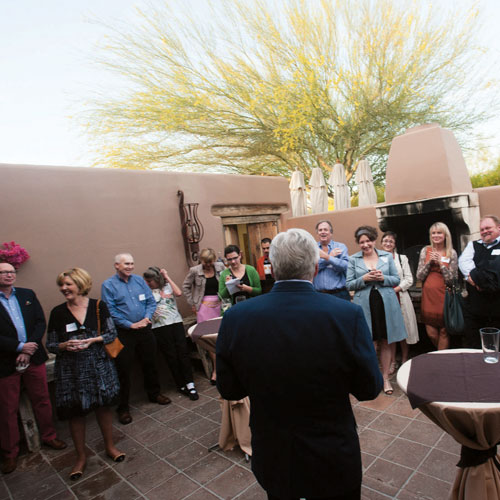 Fred DuVal addresses potential supporters at a March fundraiser at the Hermosa Inn. PHMFRED02