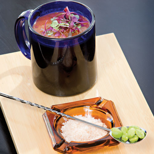 heirloom tomato and soybean gazpacho