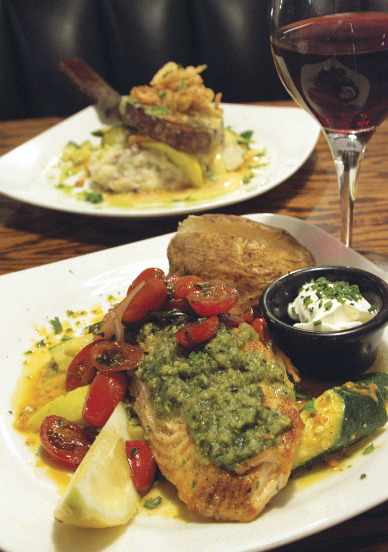  Basil and pesto salmon, and tenderloin filet with Grand Canyon Traveler Red wine at Murphy&rsquo;s