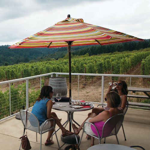 photo by Craig Outhier; Wine tasting at Raptor Ridge