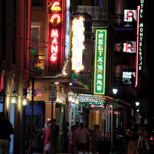 night scene on Bourbon Street