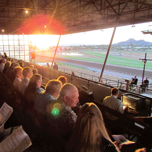 Attendees of the 2012 service watch from the grandstand PHM0315PF16