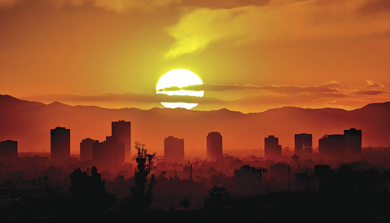 Gene Ames; Phoenix Skyline at Sunset