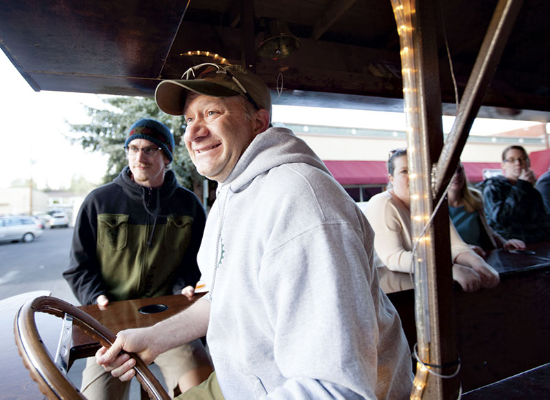 photo by Brenna Zumbro; Alpine Pedaler’s people-powered trolley delivers Flagstaff visitors to a variety of pubs and restaurants. photo by Brenna Zumbro; Alpine Pedaler’s people-powered trolley delivers Flagstaff visitors to a variety of pubs and restaurants.