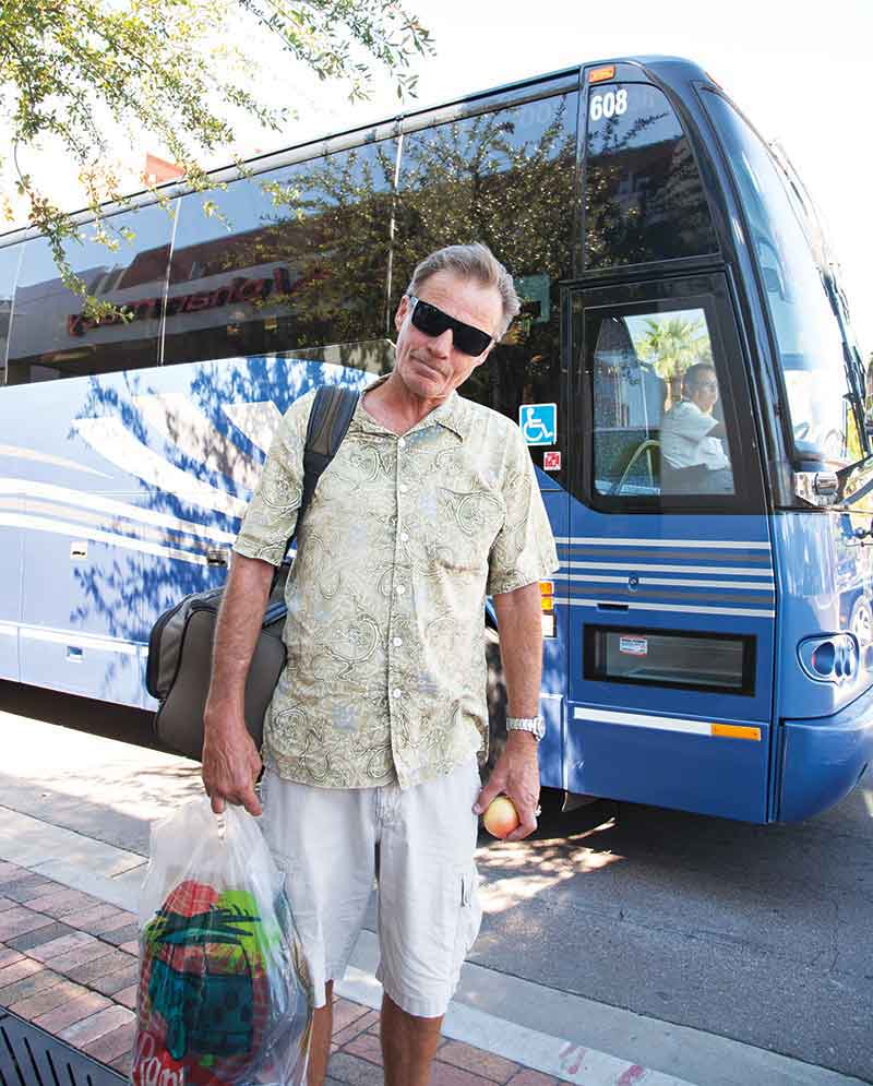 photo by Brian Goddard; Bruce, fresh off the bus from Venice, California, arrives just as mild fall temperatures settle over the Valley.
