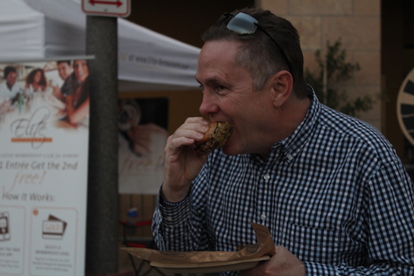 A big bite of Arizona Wilderness&rsquo; peanut butter and jelly slider.
