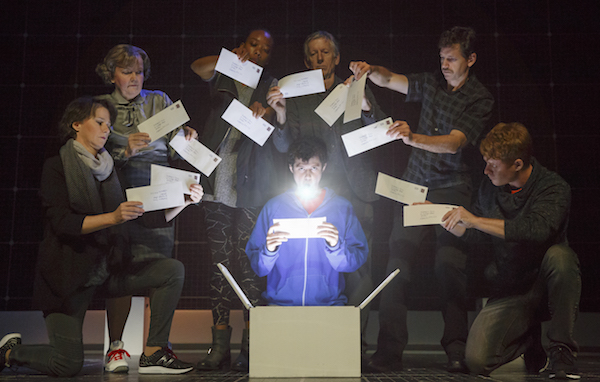 Adam Langdon as Christopher Boone and the touring production of "The Curious Incident of the Dog in the Night-Time. Photo by Joan Marcus. 