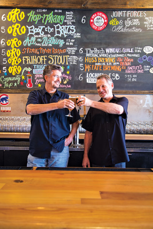Chuck Wennerlund and David Valencia, co-owners of Mesa’s Oro Brewing. Photos by Angelina Aragon