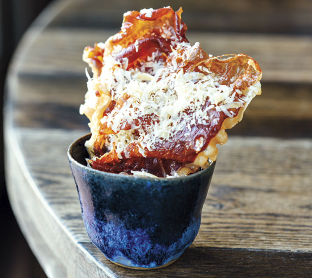 crispy Serrano ham and aged Gouda