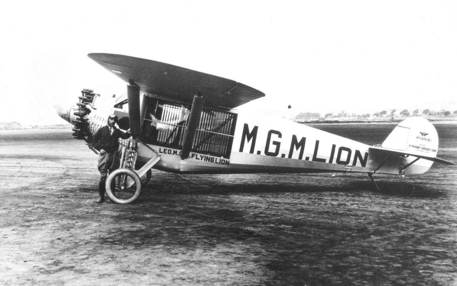 Ryan B-1 with Jackie&rsquo;s cage; Photo courtesy San Diego Air & Space Museum