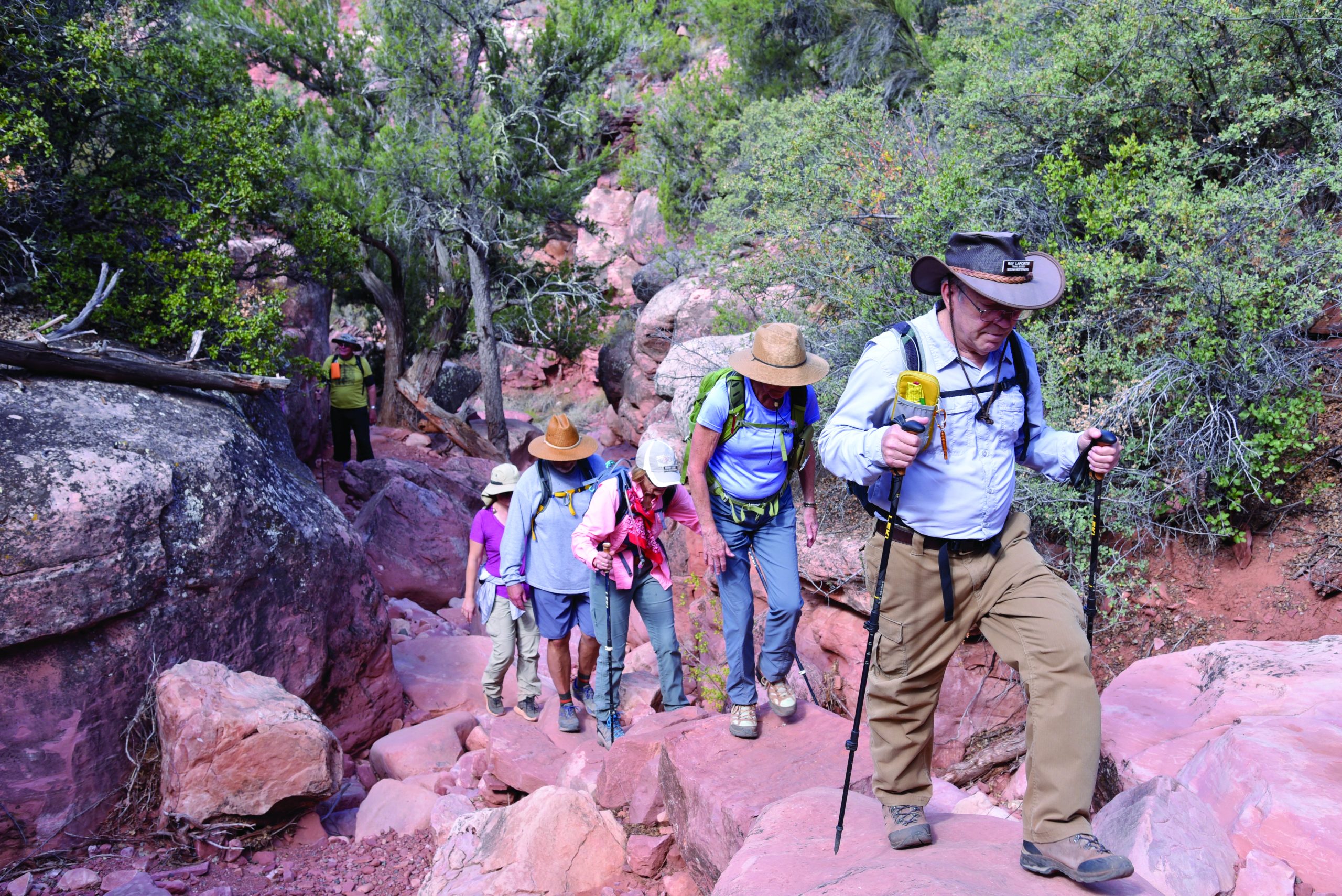 Ray LaPorte leads the Sedona Westerners on the Bottom Out Trail | Photo by Mare Czinar Ray LaPorte leads the Sedona Westerners on the Bottom Out Trail | Photo by Mare Czinar