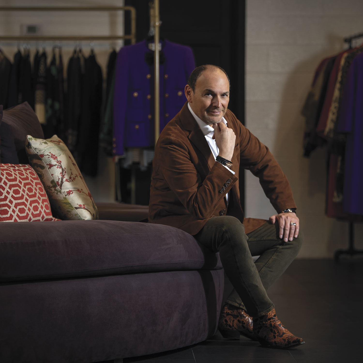 Robert Black at his Scottsdale vintage shop, Fashion by Robert Black. Jacket is vintage Scully, jeans are 7 for All Mankind, boots by Liberty Boot Co. Robert Black at his Scottsdale vintage shop, Fashion by Robert Black. Jacket is vintage Scully, jeans are 7 for All Mankind, boots by Liberty Boot Co.