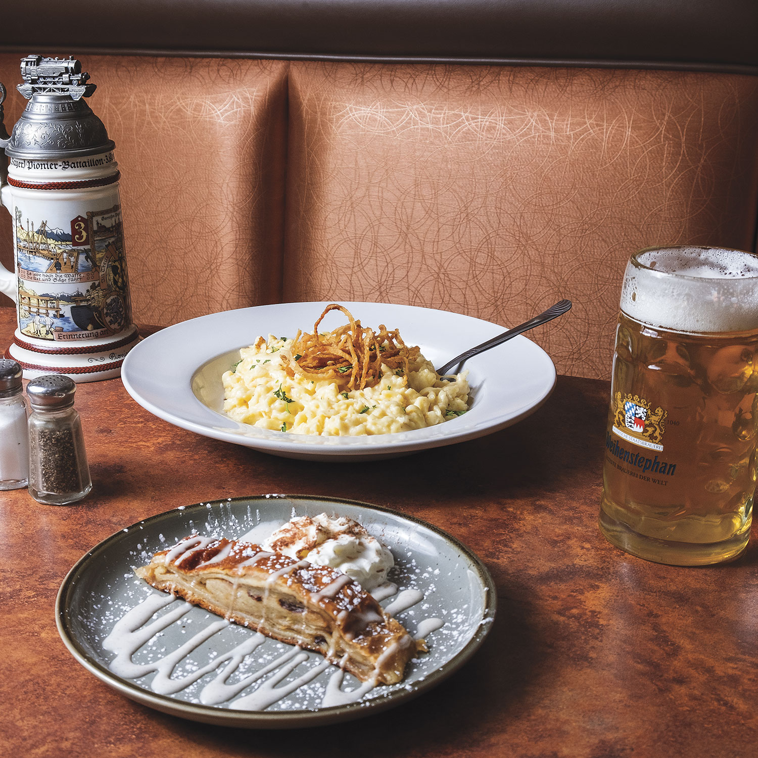 Haus Murphy’s käsespätzle with apple strudel; photo by Mirelle Inglefield Haus Murphy’s käsespätzle with apple strudel; photo by Mirelle Inglefield