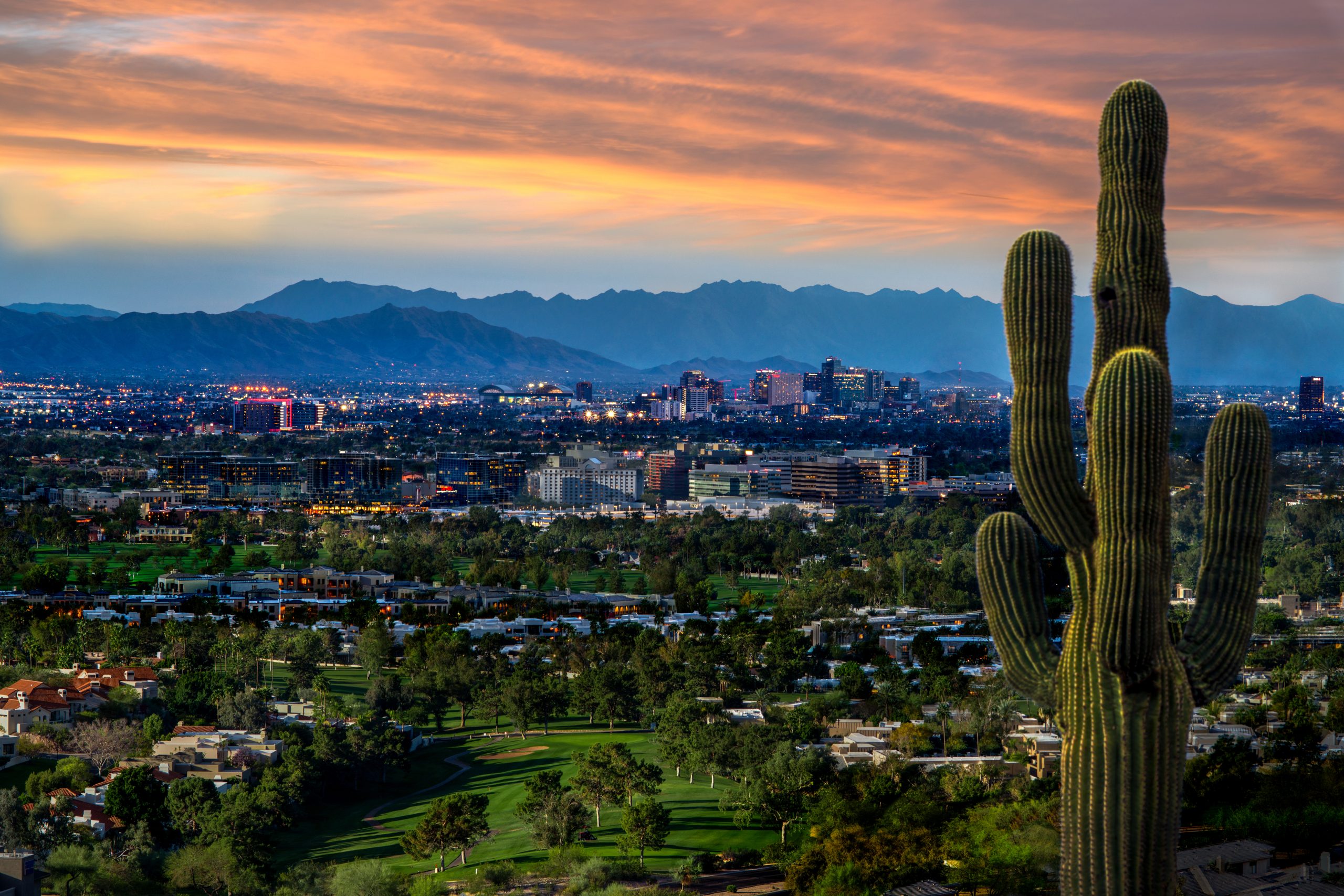 Downtown Phoenix Skyline from Phoenix Mountains Preserve View of South Mountain and the Arizona Biltmore Golf Club from 32nd St and Lincoln, Biltmore Area