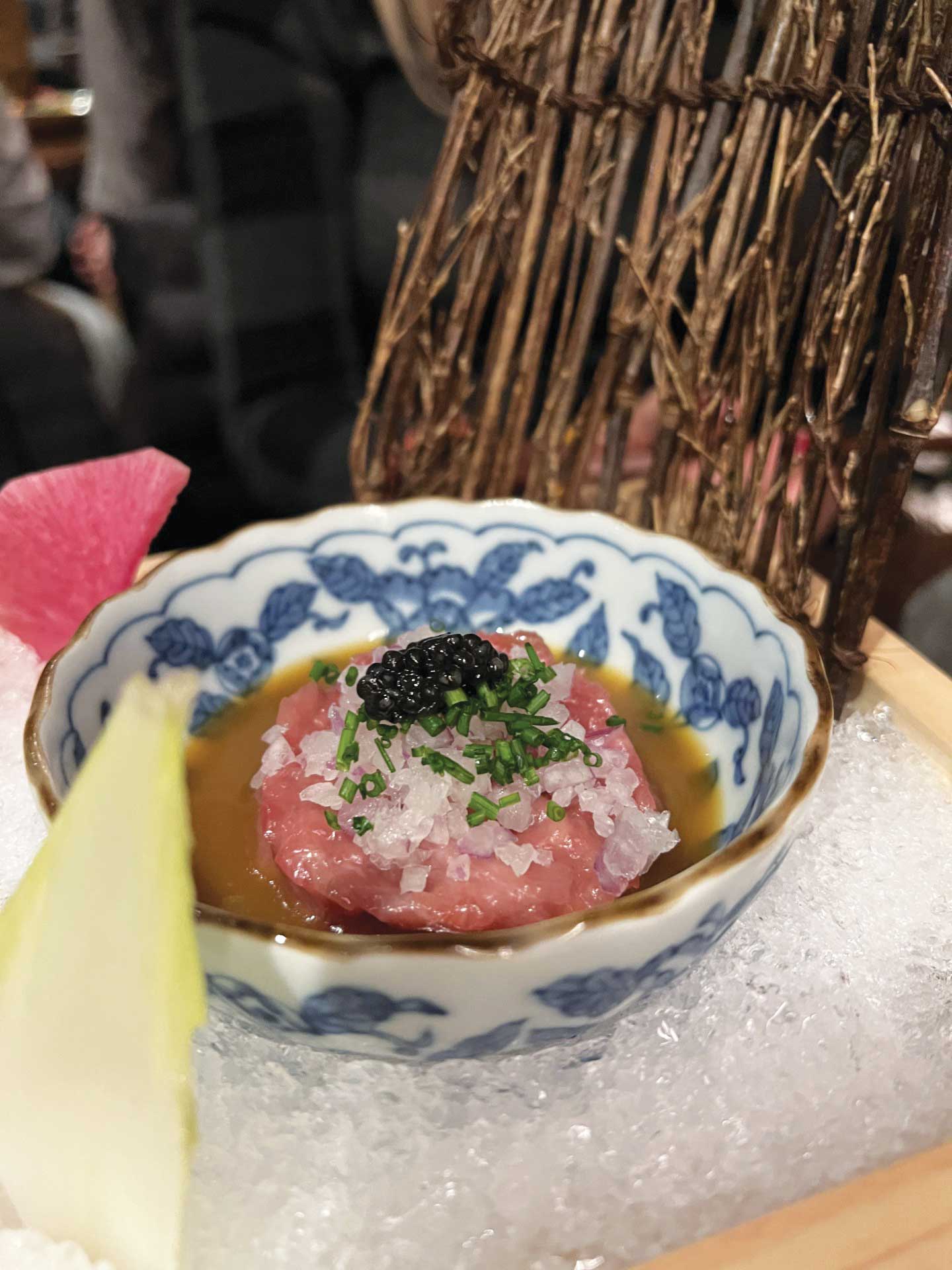 Tuna tartare at sushi spot Kazahana. Photos Courtesy Tucker Woodbury Tuna tartare at sushi spot Kazahana. Photos Courtesy Tucker Woodbury
