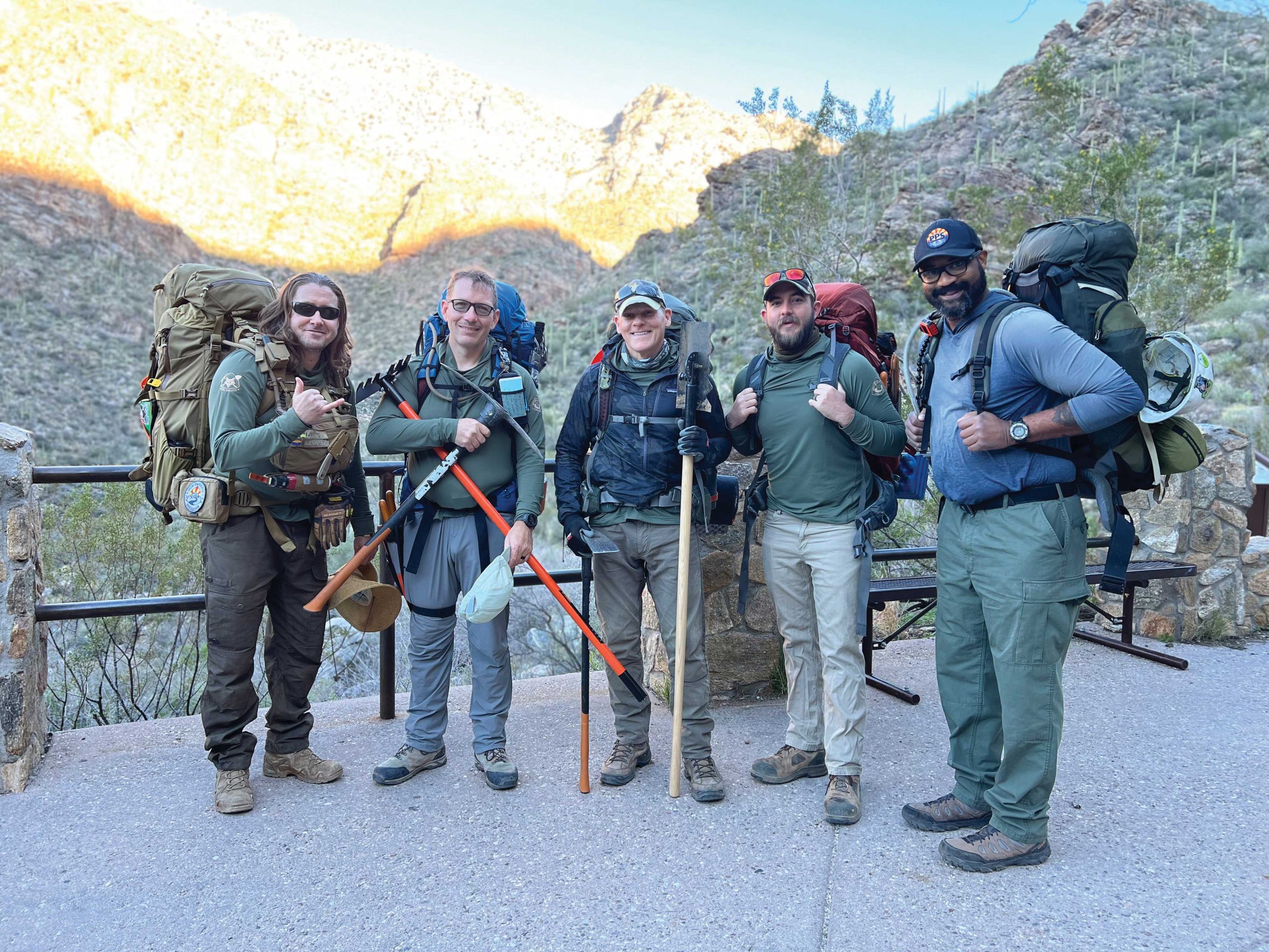 Chappell (far left) leads a Fox Squad trail event at Romero Pass near Tucson. Photos courtesy Michael “Chappy” Chappell