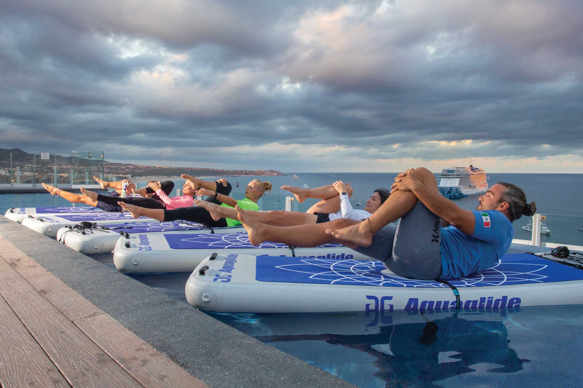 aqua yoga in the Rooftop 360 pool