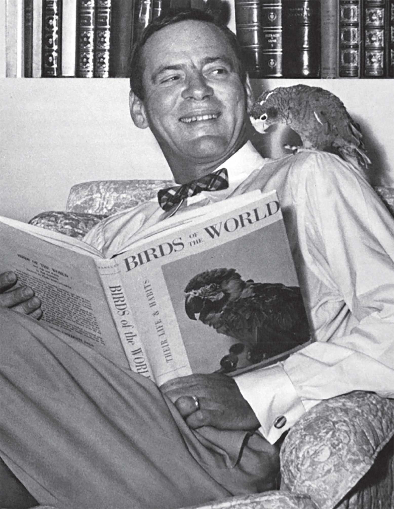 Robert Maytag with a feathered friend, 1961