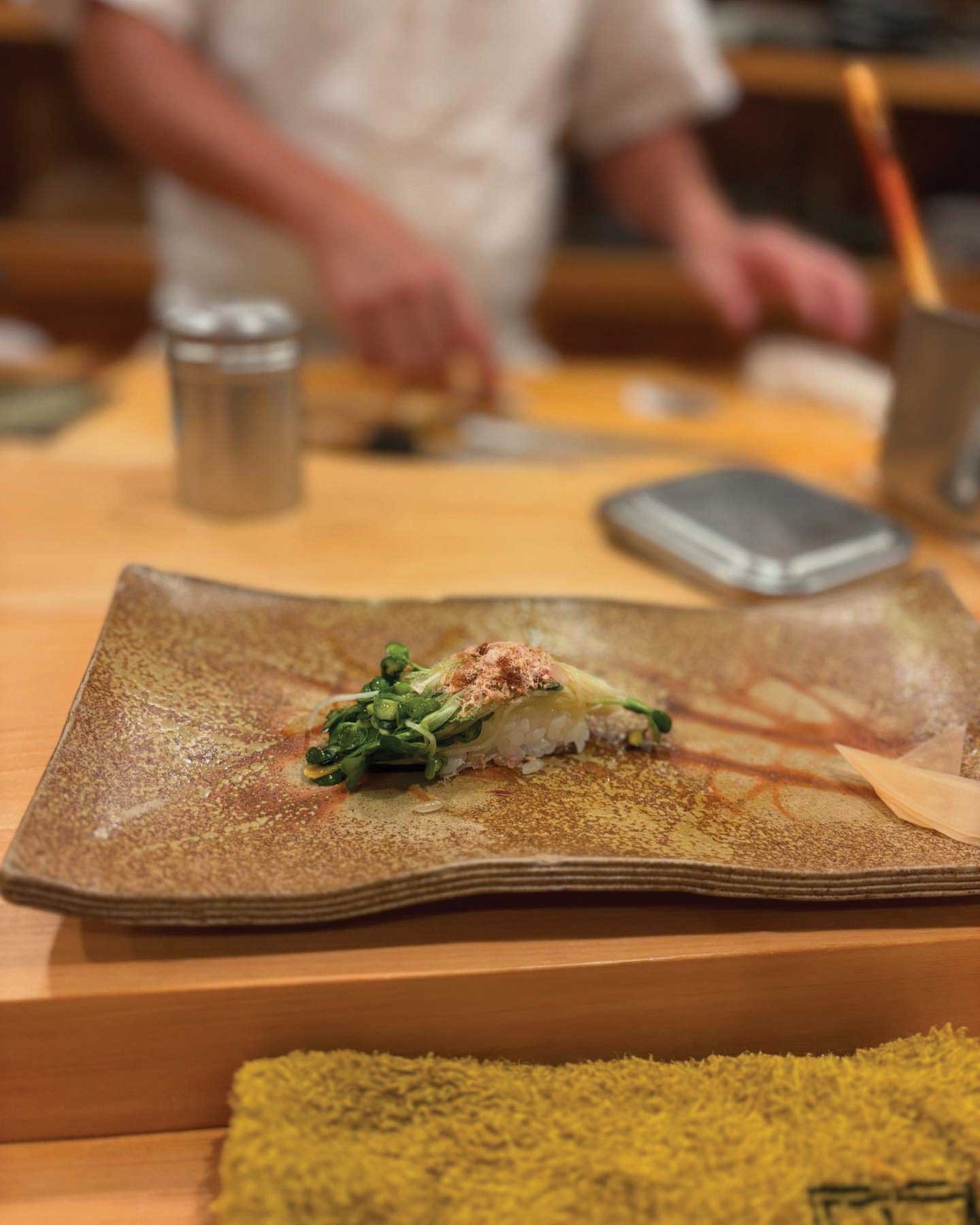 dinner at Sushi Yuu in Tokyo