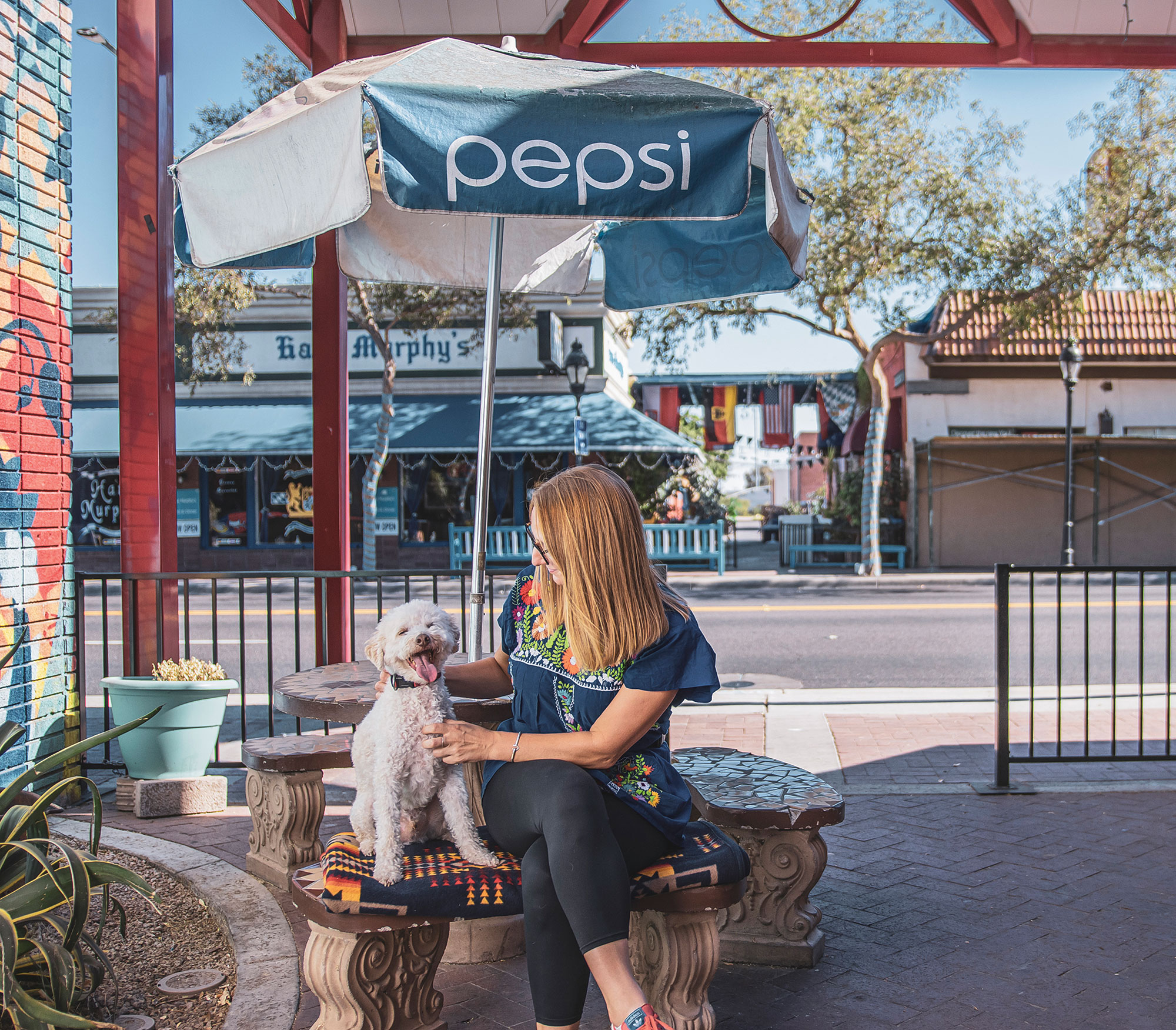 Sara Anderson with her dog, Brady in downtown Glendale | Photo by Danny Upshaw 