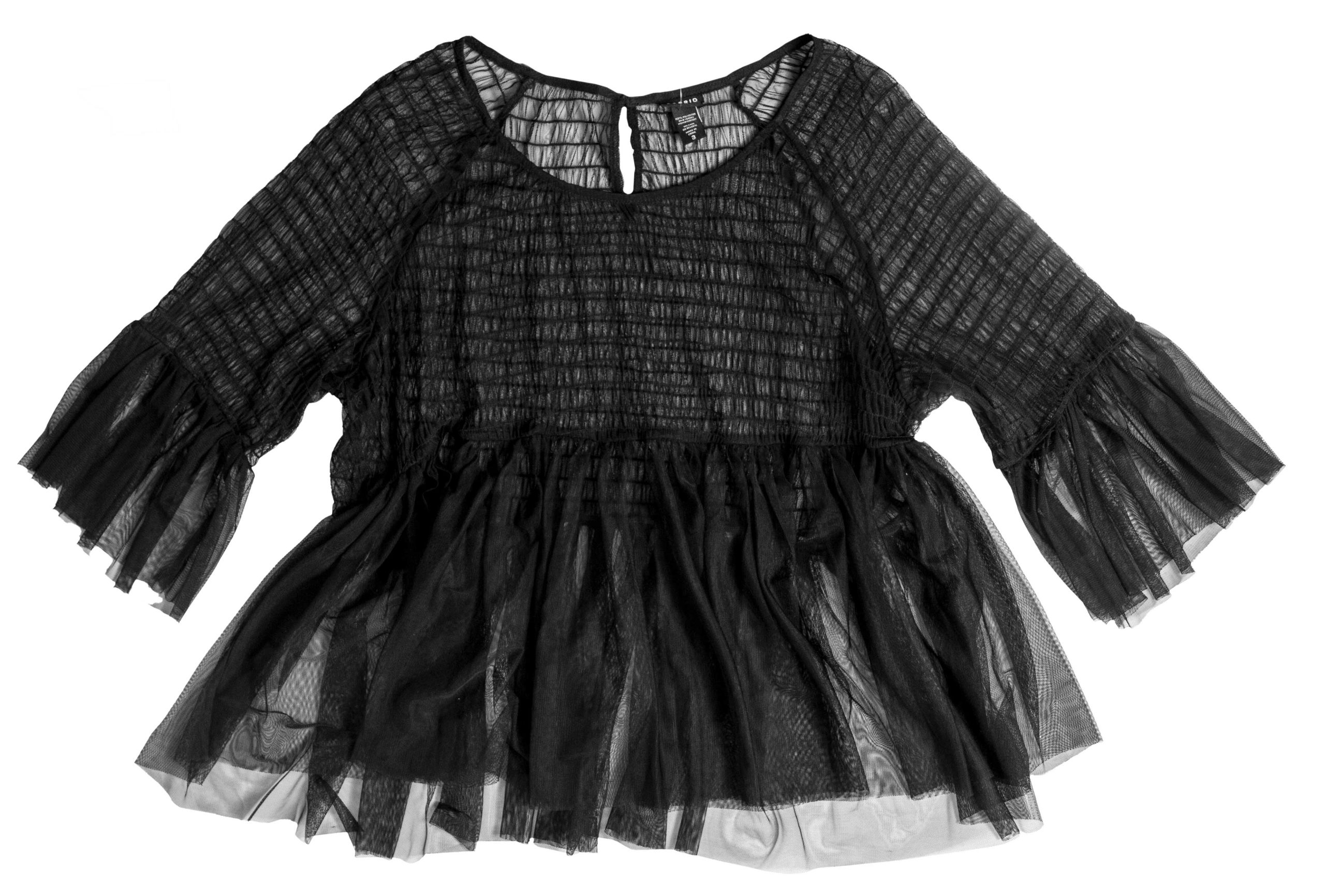 Torrid Black Sheer Tulle & smocked Mesh Top $16.95