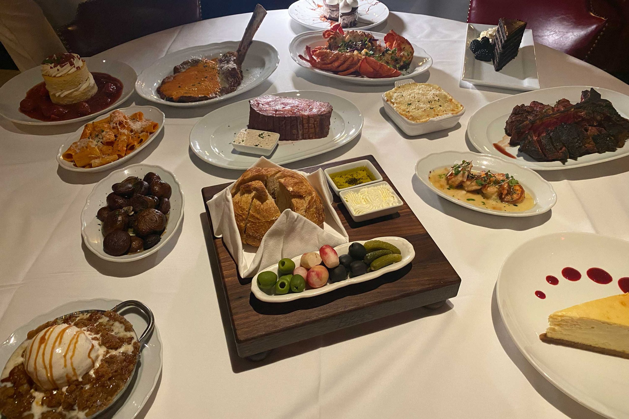 a selection of menu items on display for photography during a media availability at Durant's