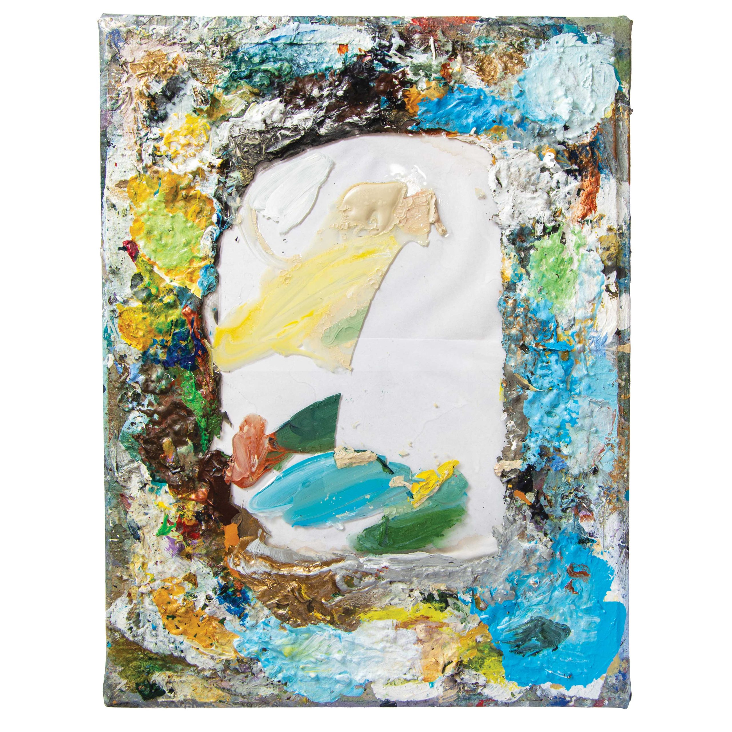 Glass Palettes | “Acrylic is a water-based paint, so I can reactivate it with water on a piece of framing glass.” 