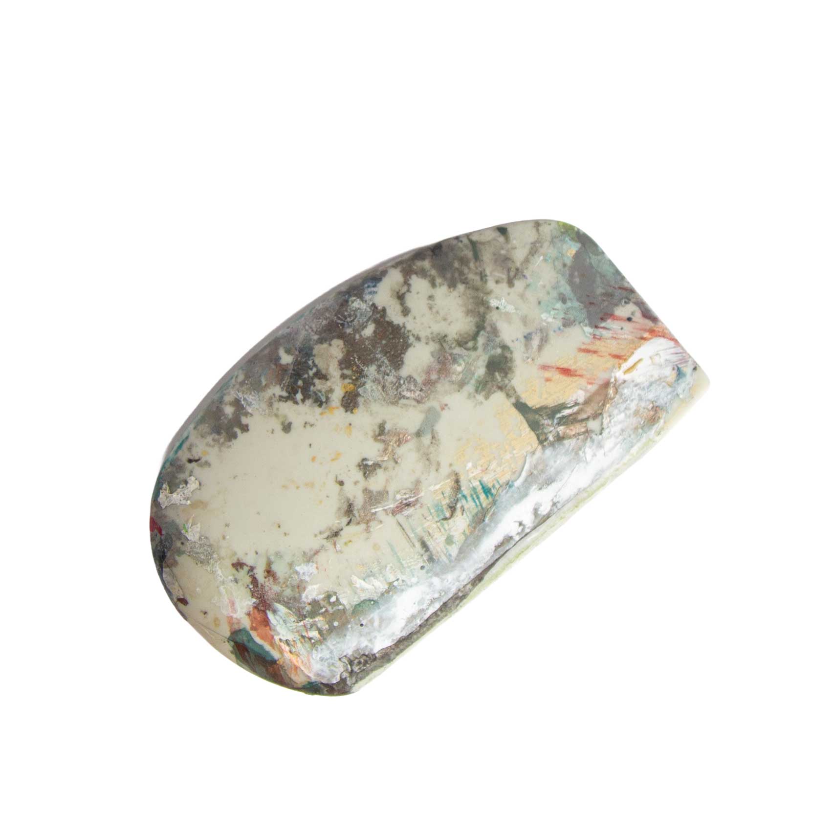 Rubber Scraper | “This gives a 3-D quality to the paint. After it dries, I do a wash of color that catches in the cracks made by the scraper.” 