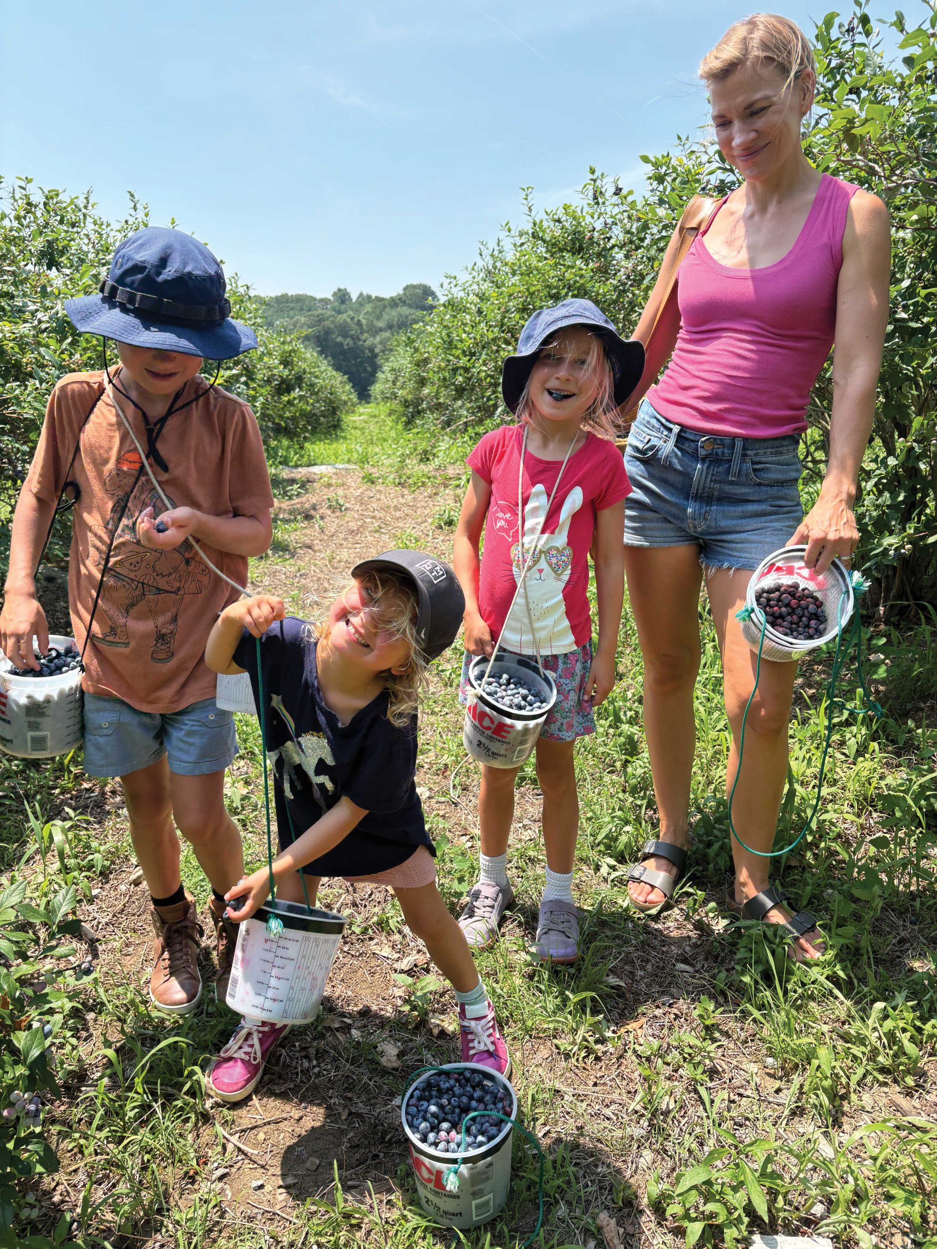 Katherine Dwight picking berries with the children at Nourse Farm Katherine Dwight picking berries with the children at Nourse Farm