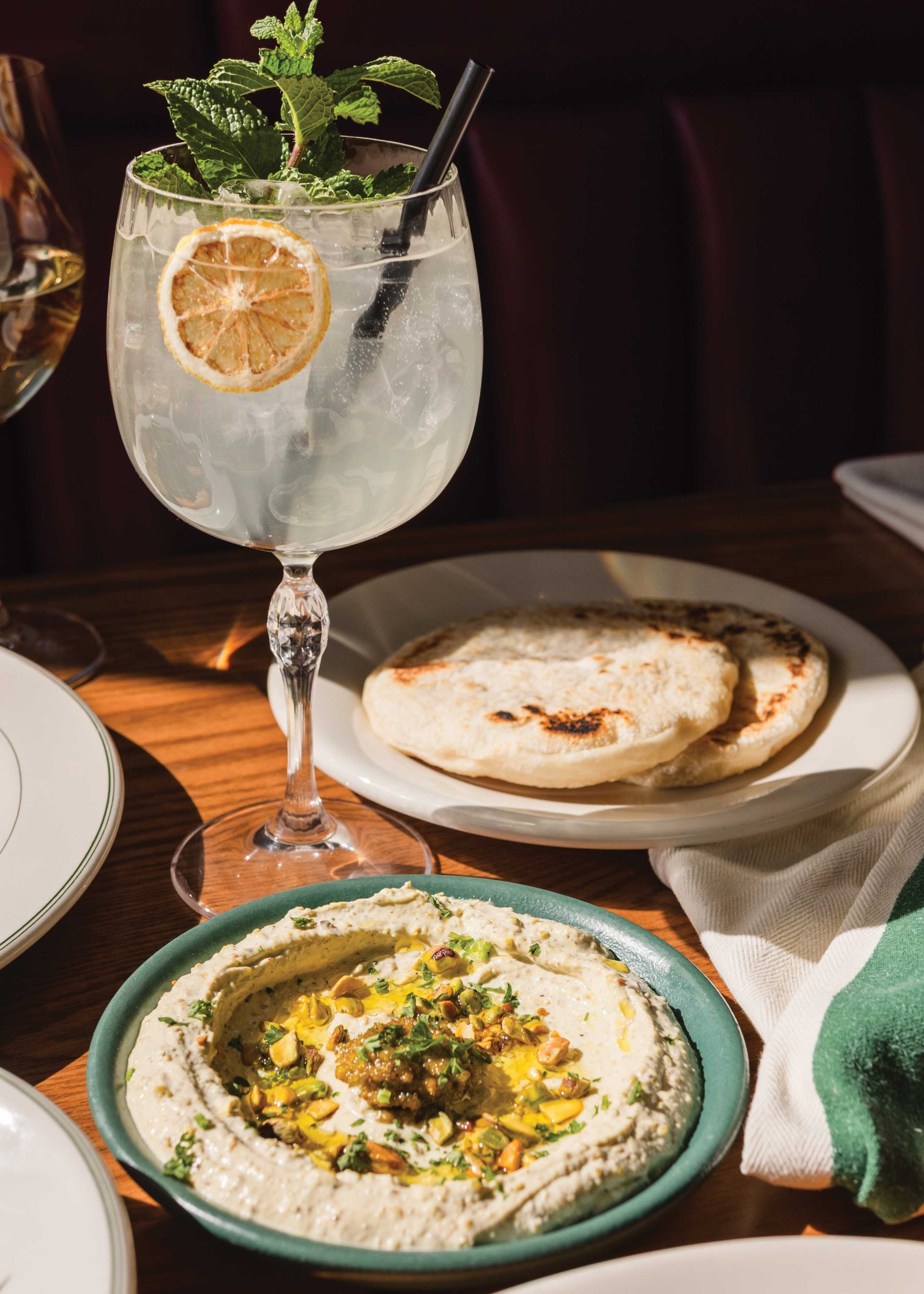 Pistachio labneh with a Hugo spritz Pistachio labneh with a Hugo spritz