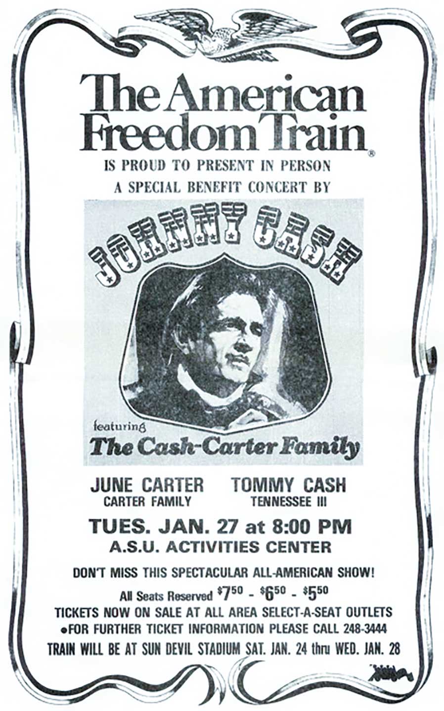 poster for his benefit concert in Tempe. Photos Courtesy FreedomTrain.org poster for his benefit concert in Tempe. Photos Courtesy FreedomTrain.org
