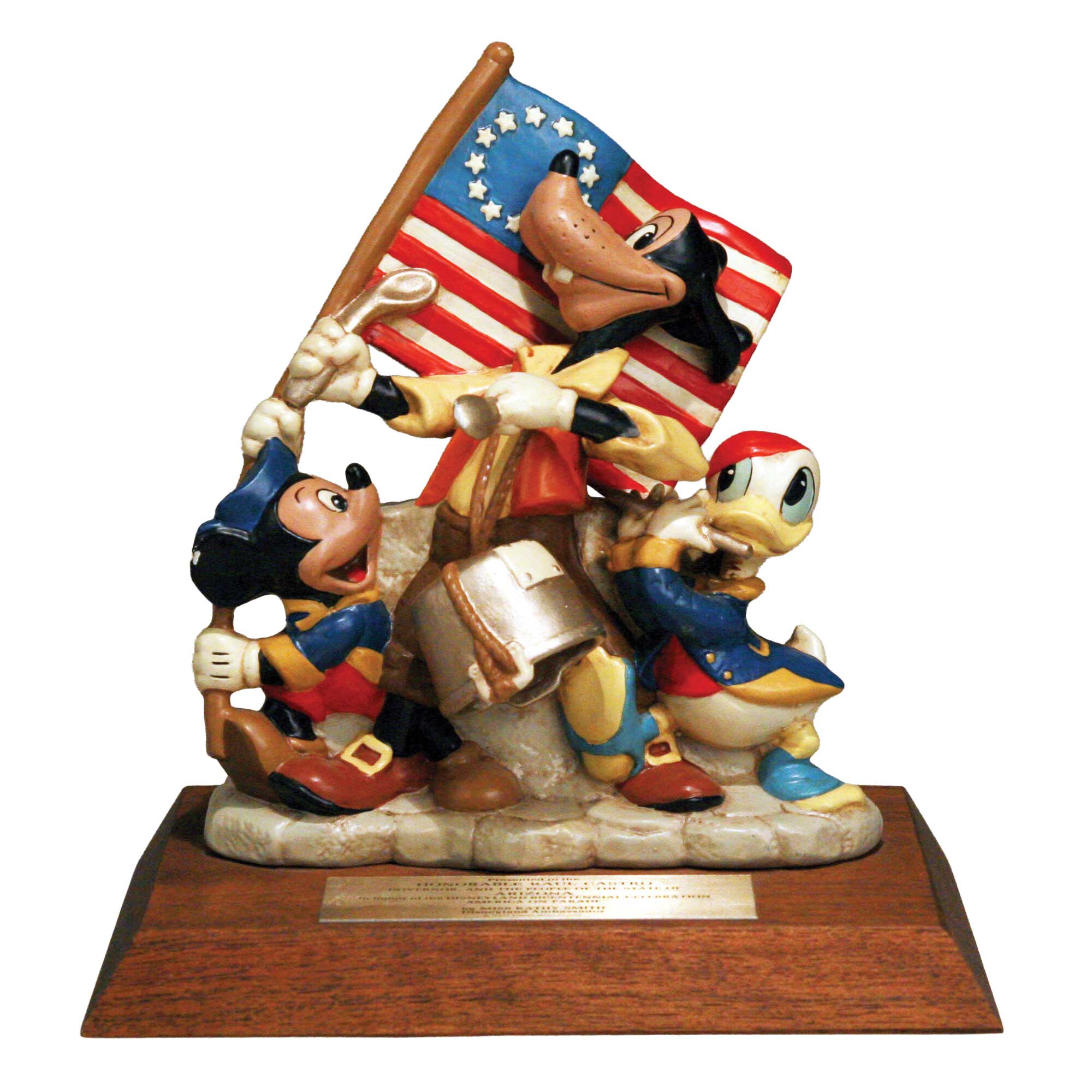 Minuteman Mickey No collectible was too Goofy or Daffy to celebrate 200 years of freedom, including this riff on the iconic Spirit of ’76 painting, presented to then-Arizona Governor Raúl Castro in honor of Disneyland’s Bicentennial gala, America on Parade. Minuteman Mickey No collectible was too Goofy or Daffy to celebrate 200 years of freedom, including this riff on the iconic Spirit of ’76 painting, presented to then-Arizona Governor Raúl Castro in honor of Disneyland’s Bicentennial gala, America on Parade.