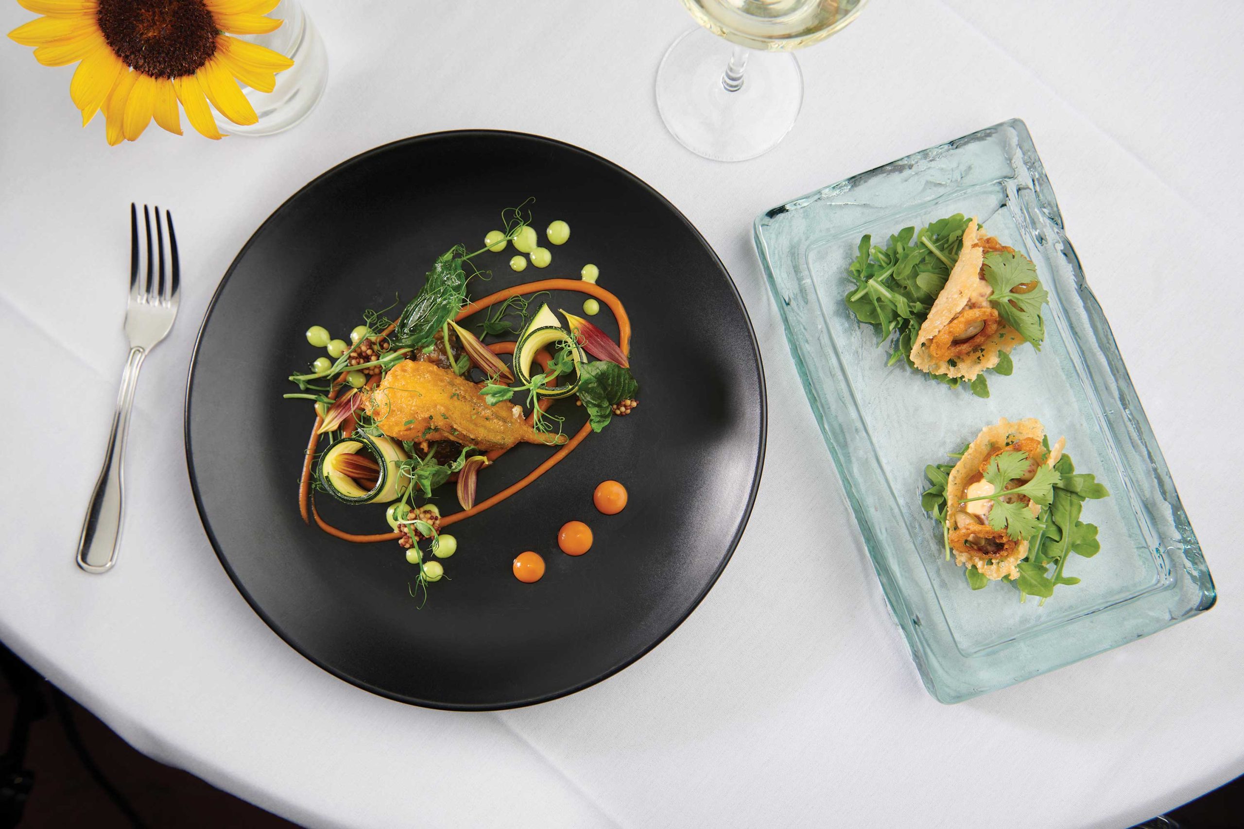 Squash blossom and Parmesan tacos Squash blossom and Parmesan tacos